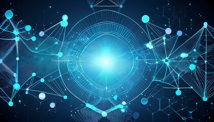 abstract biotechnology innovation dynamic digital background with molecular structures and technological elements