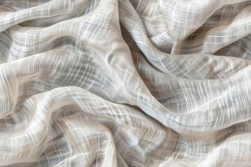 Obraz premium A close-up of a white fabric with a delicate, woven texture, arranged in soft, flowing folds.