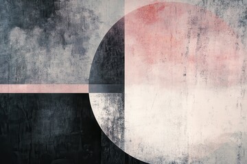 Abstract Geometric Composition with Pink, Black, and White