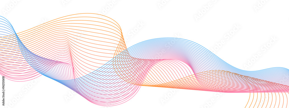 Poster abstract background design with diagonal blue and pink or orange line pattern. modern flowing wavy l