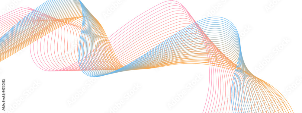 Poster abstract background design with diagonal blue and pink or orange line pattern. modern flowing wavy l