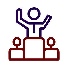 Obraz premium Political rally in election proxess icon. Crimson and navy colors