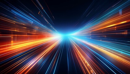 Obraz premium Dynamic technology background with speed lines abstract illustration of information flow, ideal for tech concepts and design projects