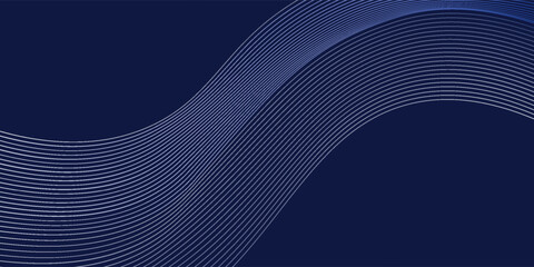 Abstract glowing wave lines on dark blue background. Dynamic wave pattern. Modern flowing wavy lines. Futuristic technology concept.