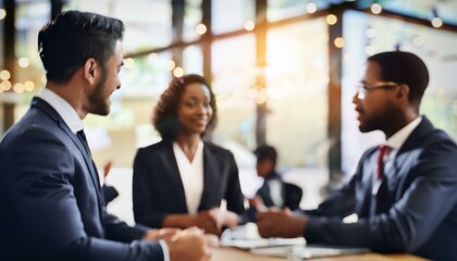 Blurred image of business professionals networking at a corporate banquet event, focus on business and entrepreneurship, ideal for business meetings, conferences, networking events, and professional g