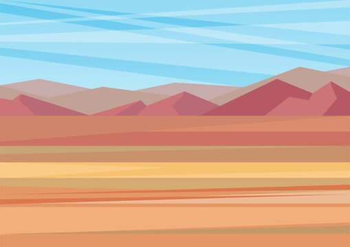 Contemporary aesthetic mountains landscape art. Terracotta colors peruvian hills. Color mountains