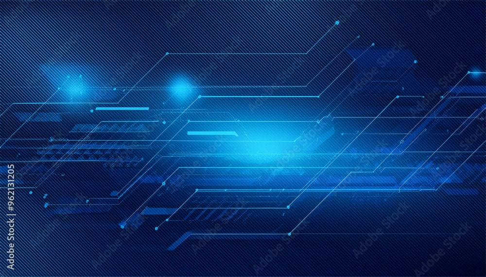 Canvas Prints blue tech geometry abstract vector background with futuristic elements in shades of blue - modern di