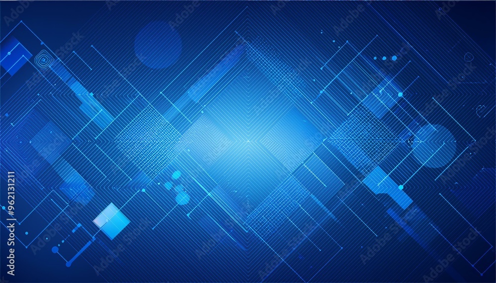 Sticker blue tech geometry abstract vector background with futuristic elements in shades of blue - modern di