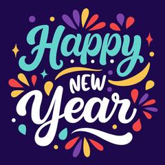 Happy New Year Lettering Vector Illustration | SVG Design & Cut Files for Cricut & Silhouette