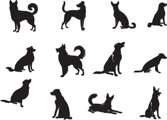 set of cats silhouettes