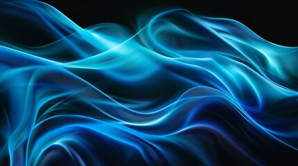 Obraz premium vibrant gradient wave of electric blue hues on black abstract background digital illustration