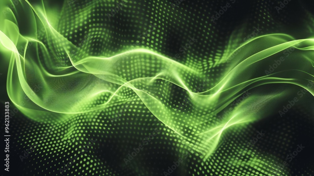 Poster vibrant green flames halftone dot pattern background abstract fire texture modern graphic design ele