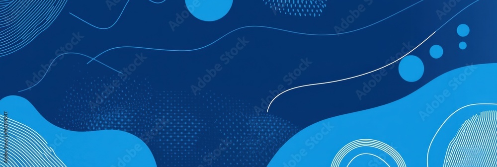 Poster blue background with abstract shapes and lines generative ai