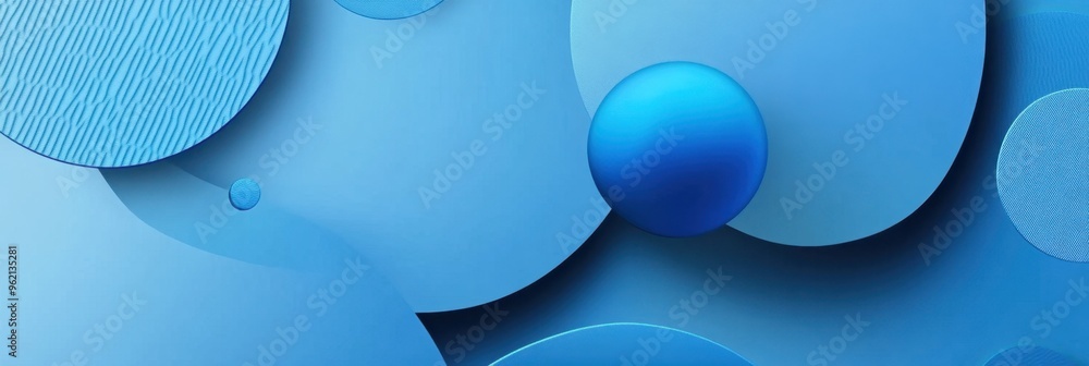 Poster blue background with abstract shapes generative ai