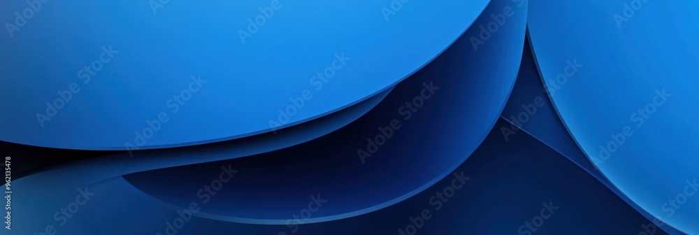 Poster blue background with simple geometric shapes, smooth curves, and lines generative ai