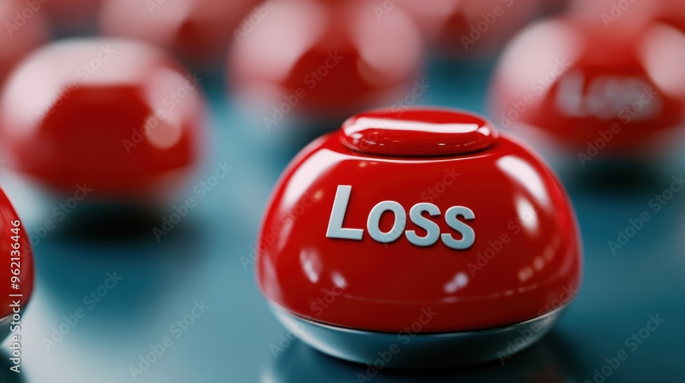 Poster a row of red buttons with the word loss on them, ai