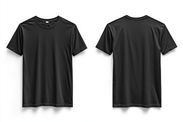 Naklejka premium Black Tshirt Mockup Front and Back Isolated created with Generative AI