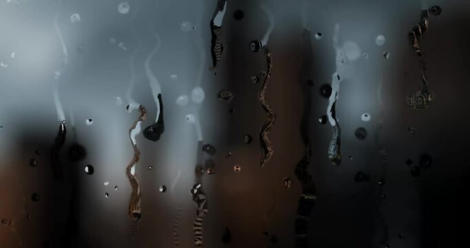 Water Drops on Blurred Window, 4K Resolution