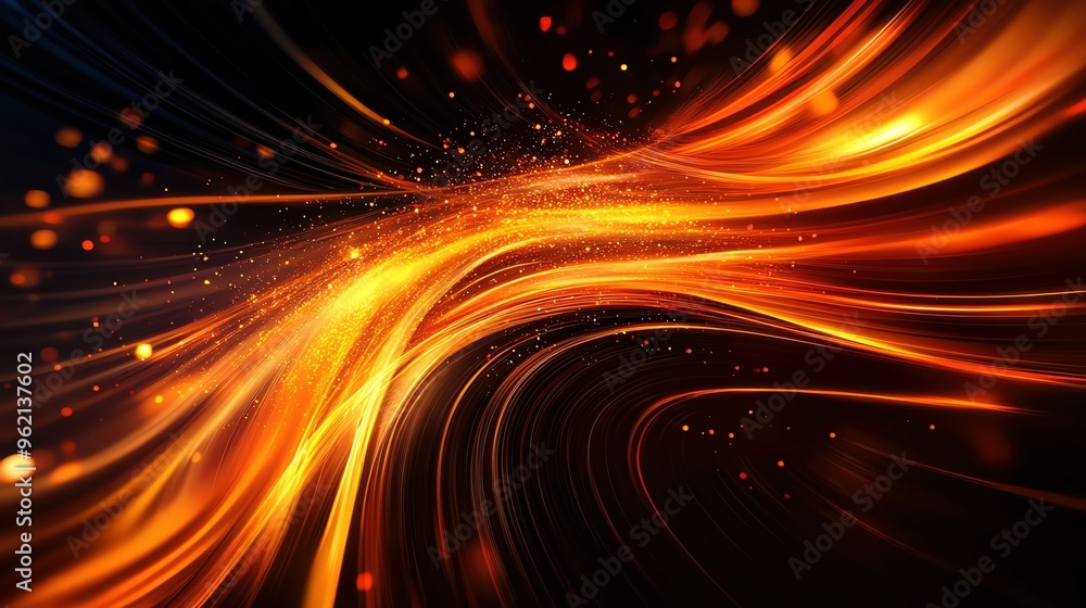 Poster dynamic swirl of fiery colors creating an abstract background full of energy and light, ideal for mo