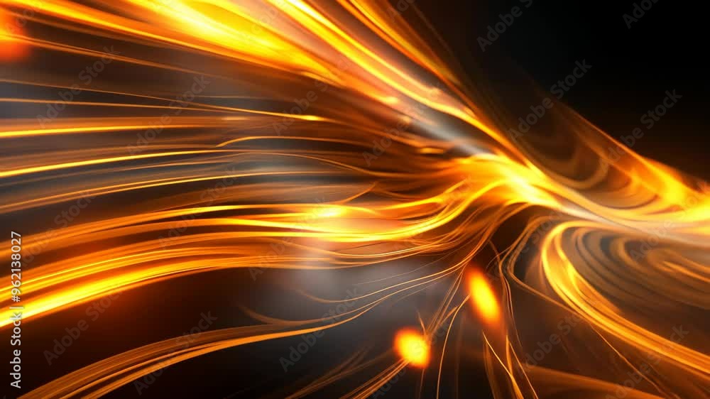 Poster dynamic abstract light trails showcasing vibrant movement and energy in a dark background