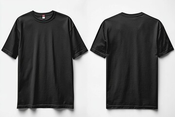 Black Tshirt Mockup Front and Back Isolated created with Generative AI