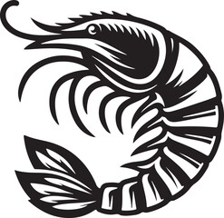 Shrimp fish illustration silhouette vector style with White Background