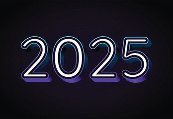 Happy New Year 2024 Design Abstract Blue Gradient Realistic Decoration Vector Illustration