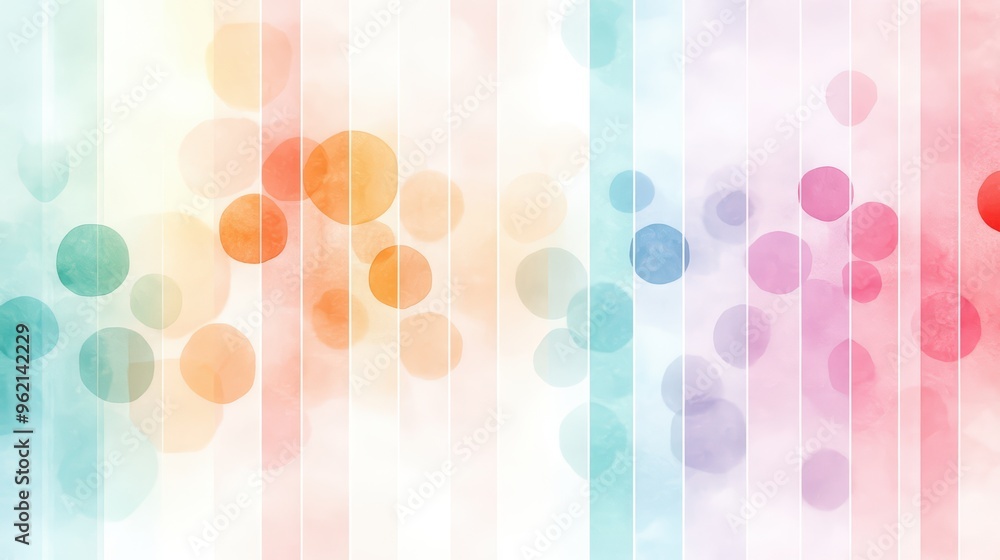 Aufkleber an abstract blend of colorful circles and soft stripes creating a serene and vibrant background perf