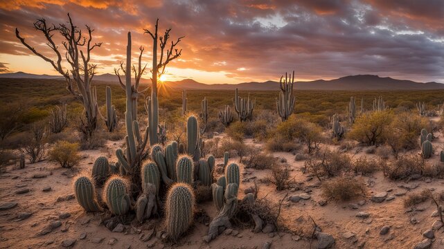 Regi&atilde;o &aacute;rida, semelhante &agrave; caatinga, bioma exclusivo do Brasil.