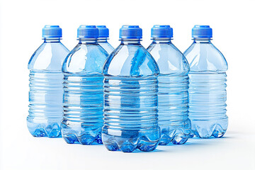 Naklejka premium 5L water bottles, arranged in rows of three or four, isolated on a white background