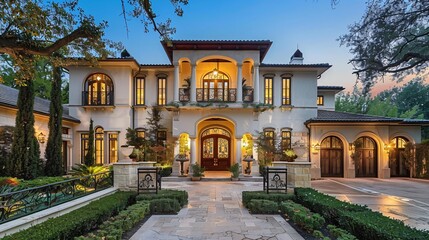 Fototapeta premium Beautiful classic home with a grand entrance and spacious interiors