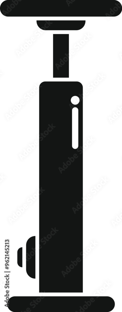 Poster simple glyph vector showing a bicycle pump with its handle raised, illustrating the concept of infla