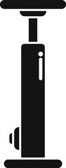 Simple glyph vector showing a bicycle pump with its handle raised, illustrating the concept of inflating tires
