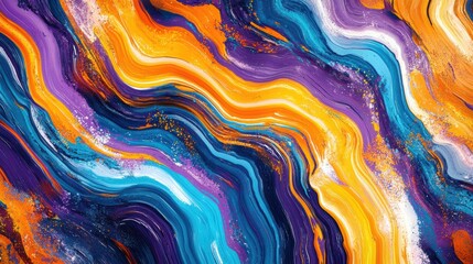 Colorful abstract fluid art painting with vibrant swirls
