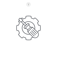 Gear with screwdriver, Service tool icon symbol vector illustration isolated on white background