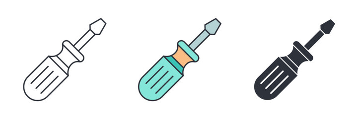 Screwdriver icon symbol vector illustration isolated on white background