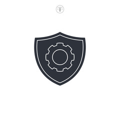 Security setting, Shield with cogwheel icon symbol vector illustration isolated on white background
