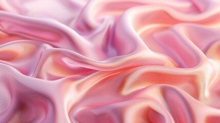 Obraz premium Neutral pink iridescent fabric wave. Abstract horizontal background with space for text.