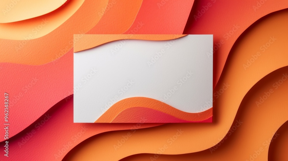 Poster a dynamic background featuring layered paper cutouts in red and orange tones, creating wave-like pat