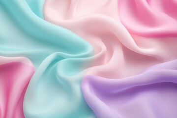 Obraz premium Serene Pastel Satin Waves Flowing Fabric Background