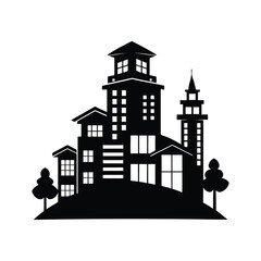 Fototapeta premium A Azure Residences black white silhouette vector art , Azure Residences vector art illustration. 