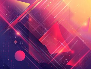 Obraz premium Abstract vibrant design featuring geometric shapes, bold colors, and dynamic lines creating a visually striking composition.