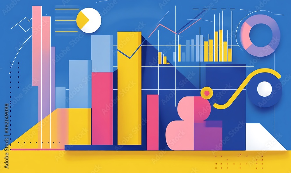 Poster abstract geometric design with charts and graphs