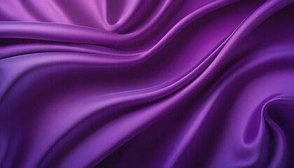Fototapeta premium Abstract purple gradient background with layers of silk folded drapery. Wavy purple fabric texture with rich folds and depth