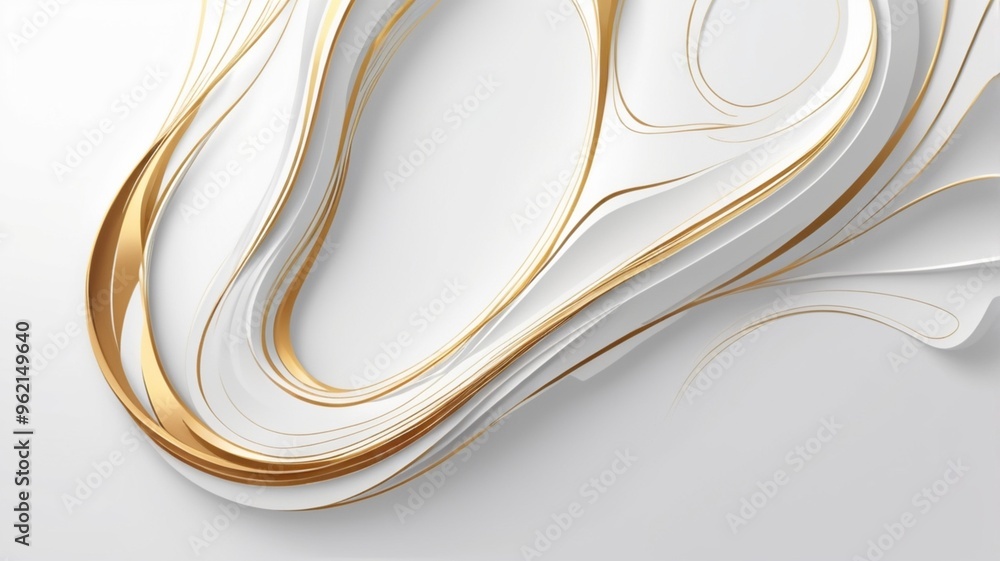 Wall mural white with golden lines illustration background