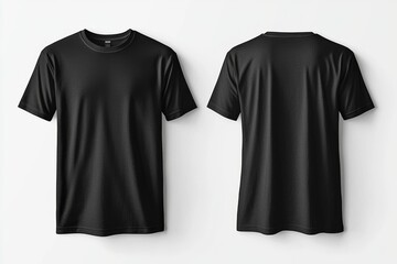 Black Tshirt Mockup Front and Back Isolated created with Generative AI