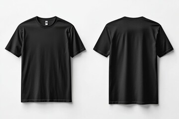 Naklejka premium Black Tshirt Mockup Front and Back Isolated created with Generative AI