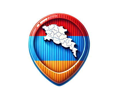 recommend clip art: Map pin representing the outline of Armenia with colors
