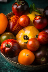 Assortment of different color tomatoes