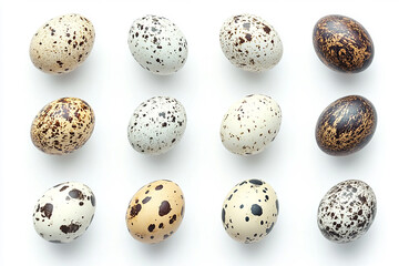 Obraz premium A set of realistic quail eggs isolated on a white background